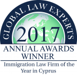 2017 GLE ANNUAL AWARDS WINNERS    Immigration Law Firm Of The Year In Cyprus